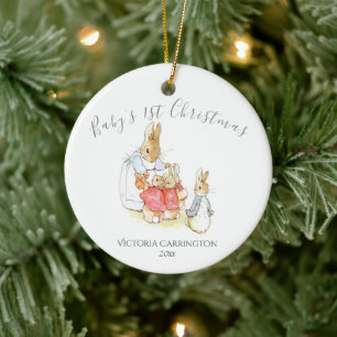 Beatrix Potter Peter Rabbit Baby 1e Kerstmis Keramisch Ornament