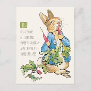 Beatrix Potter Rabbit gorging on radishes CC115 Briefkaart