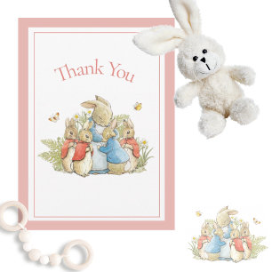 Beatrix Potter Red Baby Girl Shower Bedankkaart