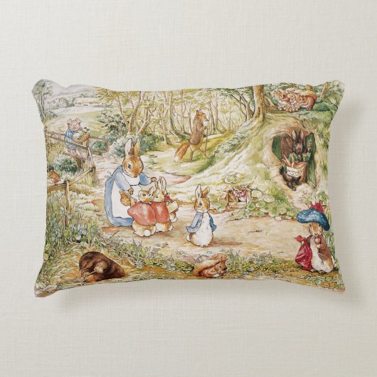 Beatrix Potter Schattige Peter en Vrienden Accent Kussen (Voorkant)
