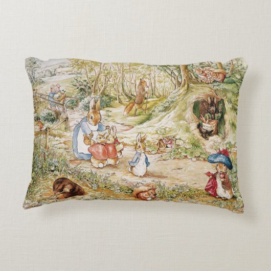 Beatrix Potter Schattige Peter en Vrienden Accent Kussen (Achterkant)