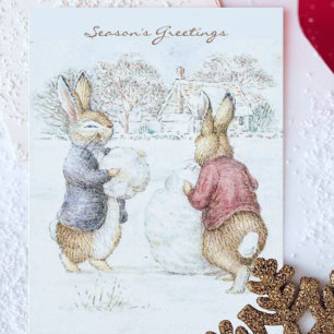 Beatrix Potter Sneeuwman en Bunnies Vakantie Kaart