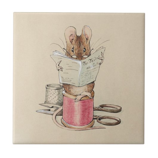 Beatrix Potter Tailor of Gloucester Mouse Tegeltje (Voorkant)