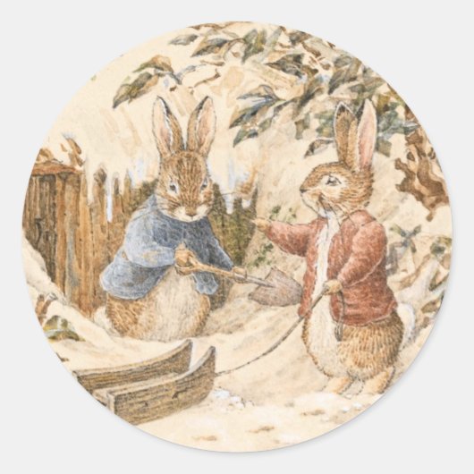 Beatrix Potter Winter Season Ronde Sticker (Voorkant)