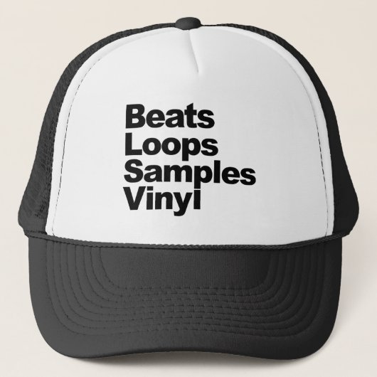 Beats Loops Samples Vinyl Trucker Hat Pet (Voorkant)