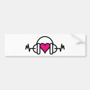 Beats of Love Roze hart met hartslag en hoofdtel Bumpersticker