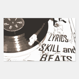 BEATS SKILL LYRICS RECORD PLAYER RECHTHOEKIGE STICKER