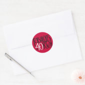 Beau 40 noir blanc rouge Sticker rond (Enveloppe)