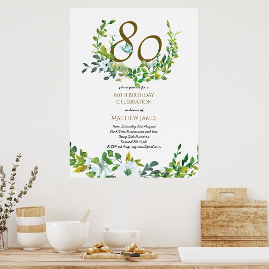 Beau 80e anniversaire Modèle POSTER (Cuisine)