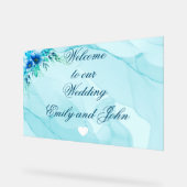 Beau acrylique bienvenue à notre panneau mariage (Angle)