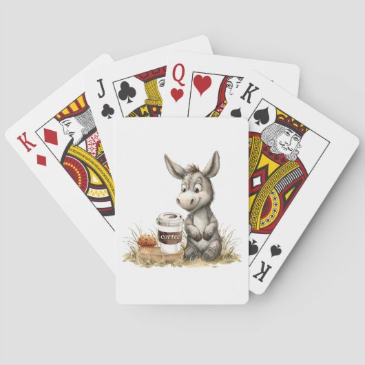 Beau Âne Avec Cartes De Jeu De Café (dos)