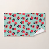Beau Aqua et Rouge Floral Polka Motif (Serviette à main)