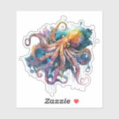 Beau Aquarelle Octopus Vinyl Sticker (Feuille)