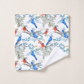 Beau Aquarelle Oiseaux et Motif de Foliage (Gant de toilette)