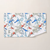 Beau Aquarelle Oiseaux et Motif de Foliage (Serviette à main)