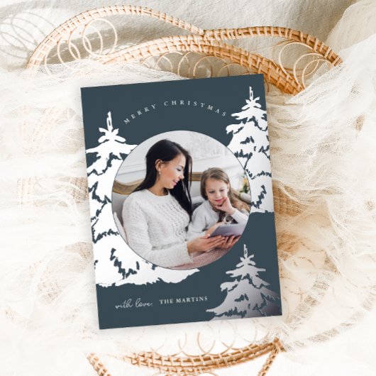 Beau arbre de Noël bleu Deux vacances photo