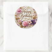 Beau autocollant d'Anniversaire Floral doré (Sac)