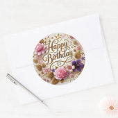 Beau autocollant d'Anniversaire Floral doré (Enveloppe)