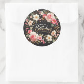 Beau autocollant d'anniversaire floral : "Joyeux a (Sac)