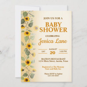Beau Baby shower de tournesols Invitation