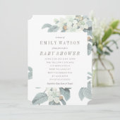 Beau Baby shower Fleur Bleu Douce Invitation (Debout devant)