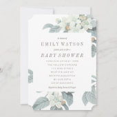 Beau Baby shower Fleur Bleu Douce Invitation (Devant)