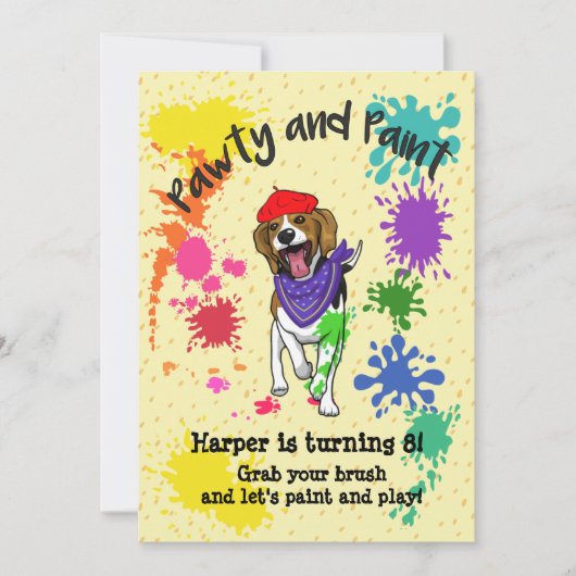 Beau Beagle Dog Fun Art Invitation d'anniversaire (Devant)