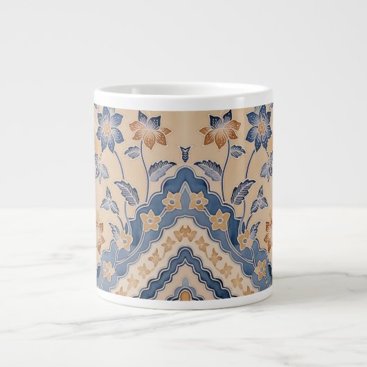 Beau Bleu Beige Batik Jardin Spécialité Mug (Devant)