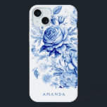 Beau bleu/blanc Roses personnalisés<br><div class="desc">Magnifique Chine propre et traditionnel bleu/blanc aquarelle style roses et fleurs sauvages avec champ texte pour votre nom ou monogramme.</div>