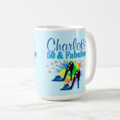 BEAU BLEU PERSONNALISÉ 50E ANNIVERSAIRE MUG (Devant droit)