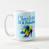 BEAU BLEU PERSONNALISÉ 50E ANNIVERSAIRE MUG (Gauche)