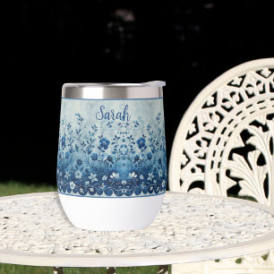 Beau bleu Vintage Tropical Hawaiian Flowered