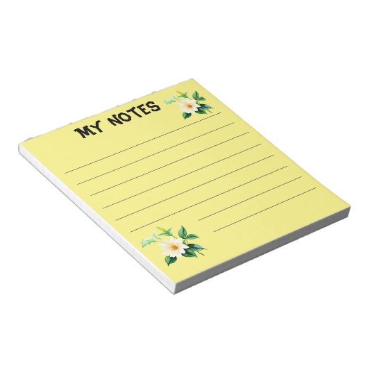 Beau bloc-notes de fleurs d'aquarelle (Incliné)