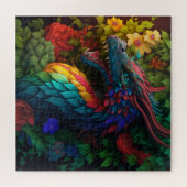 Beau Blue Floral Dragon Puzzle (Horizontal)