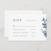 Beau Blue Floral Mariage Rsvp (Devant / Derrière)