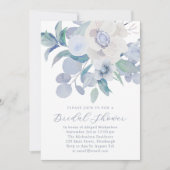 Beau Blue Floral nuptiale Invitation douche (Devant)