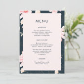 Beau Blush Floral Blue Mariage Menu (Debout devant)