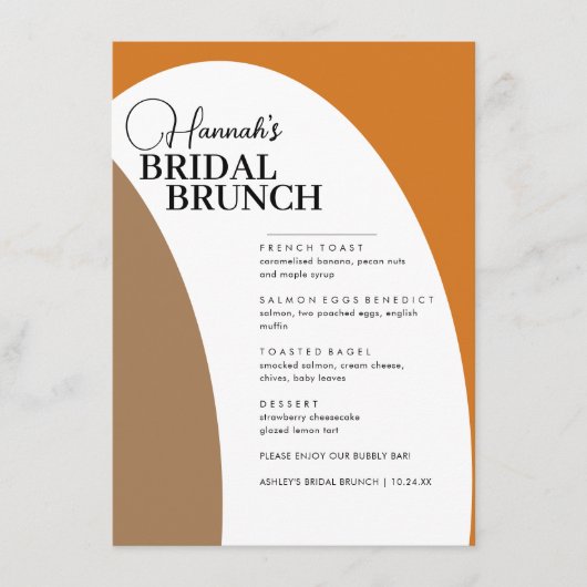 Beau Boho Script Minimal Bridal Brunch Menu (Devant)