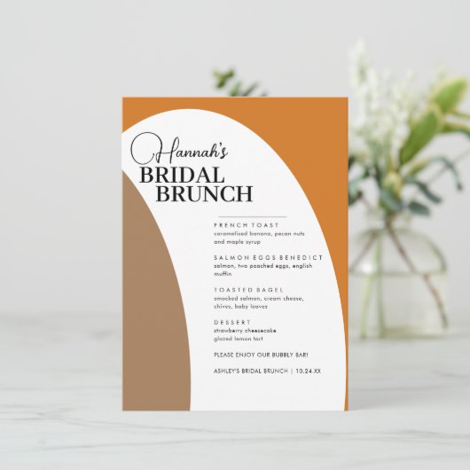 Beau Boho Script Minimal Bridal Brunch Menu (Debout devant)