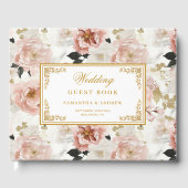 Beau bouho rose or fleuri mariage livre d'hôtes (Recto)