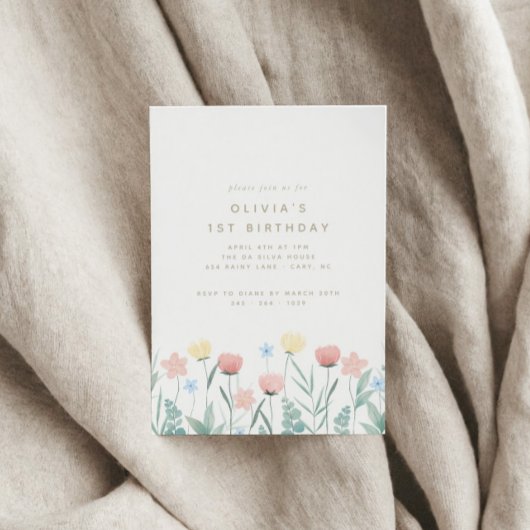 Beau Bouquet Fleur sauvage Invitation Anniversaire