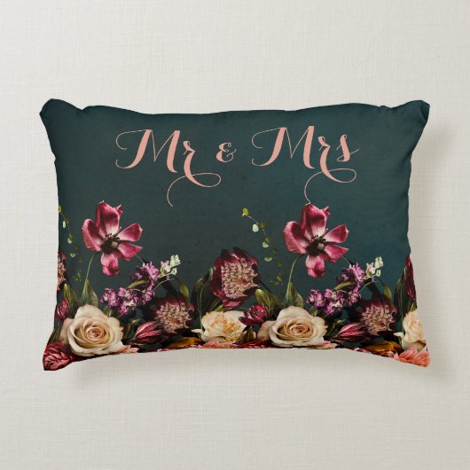 Beau bouquet fleuri mariage coussin intérieur chic (Devant)