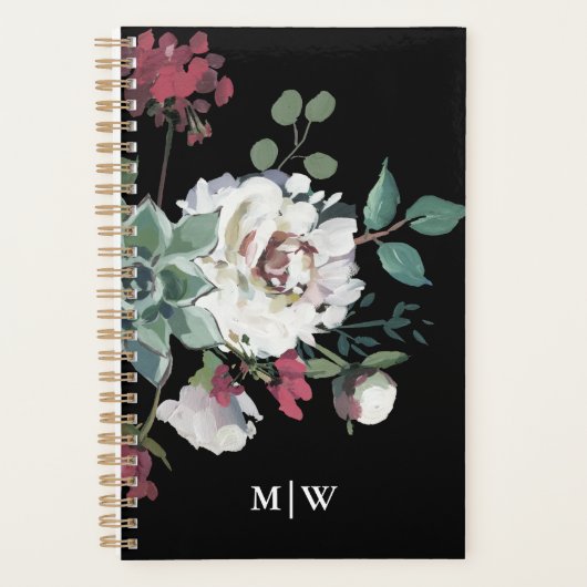 Beau bouquet floral bouché avec monogramme (Devant)