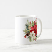 Beau bouquet floral de Noël Café Mug (Devant droit)