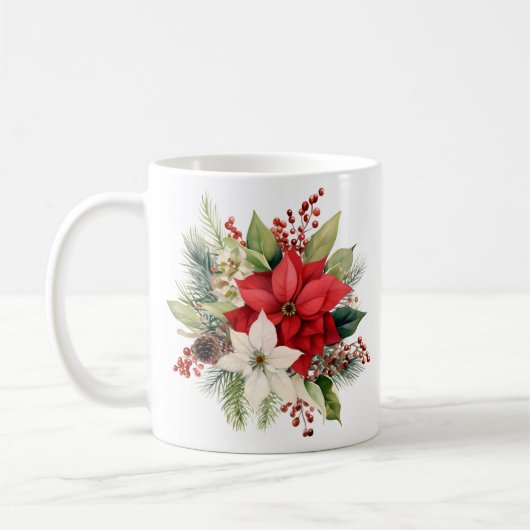 Beau bouquet floral de Noël Café Mug (Gauche)