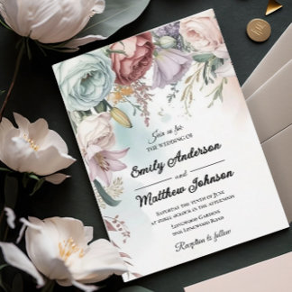 Beau bouquet floral Faire-part de mariage