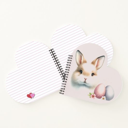 Beau Bunny Pastel Carnet Spiral En Forme Coeur (Intérieur)