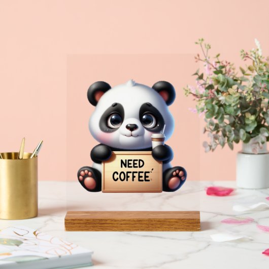 Beau bureau besoin de café panda ours (Mariage)