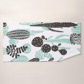 Beau cactus dessinés à la main doodé sans couture  (Serviette de bain)