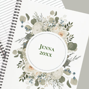 BEAU CADRE FLORAL BLANC Cahier PERSONNALISÉ